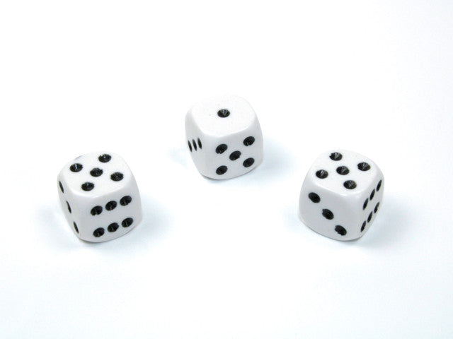 Chessex D6 Dice Opaque 12mm w/pips White/black d6
