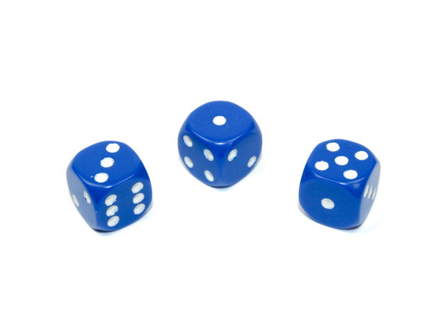 Chessex D6 Dice Opaque 12mm w/pips Blue/white d6