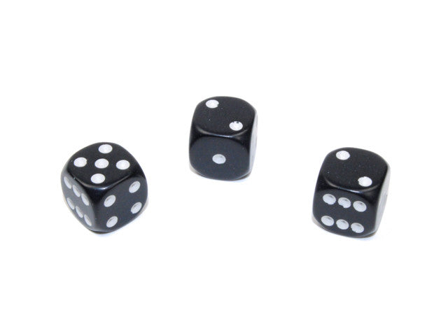 Chessex D6 Dice Opaque 12mm w/pips Black/white d6