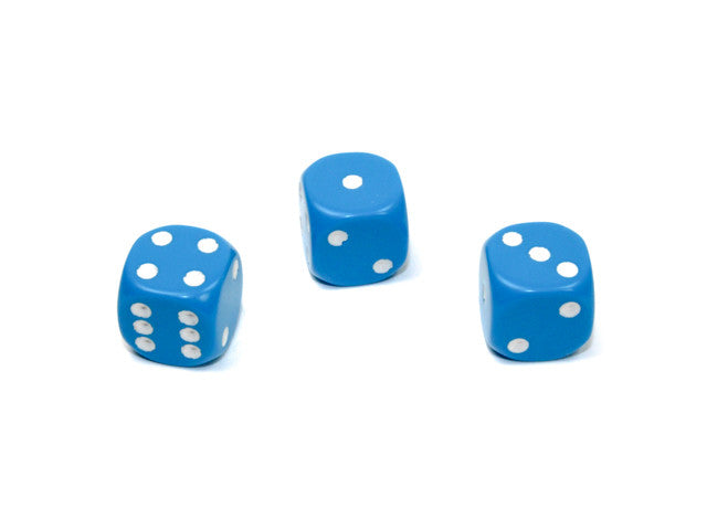 Chessex D6 Dice Opaque 12mm w/pips Light Blue/white d6