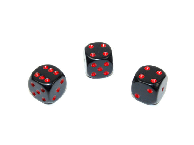 Chessex D6 Dice Opaque 12mm w/pips Black/red d6