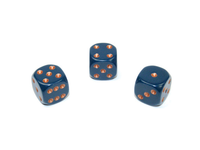 Chessex D6 Dice Opaque 12mm w/pips Dusty Blue/copper d6