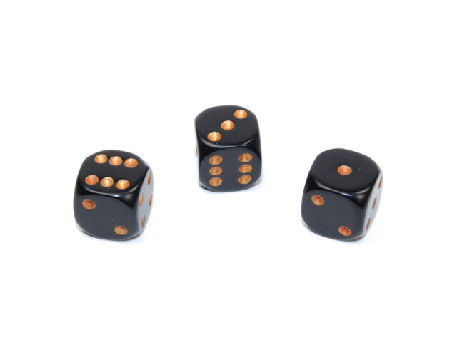Chessex D6 Dice Opaque 12mm w/pips Black/gold d6