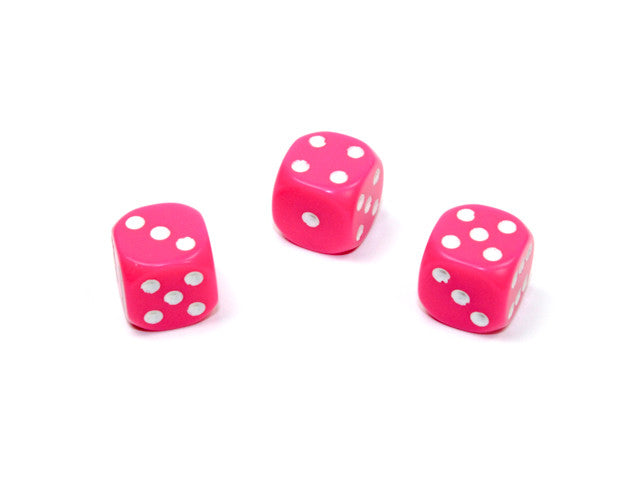 Chessex D6 Dice Opaque 12mm w/pips Pink/white d6