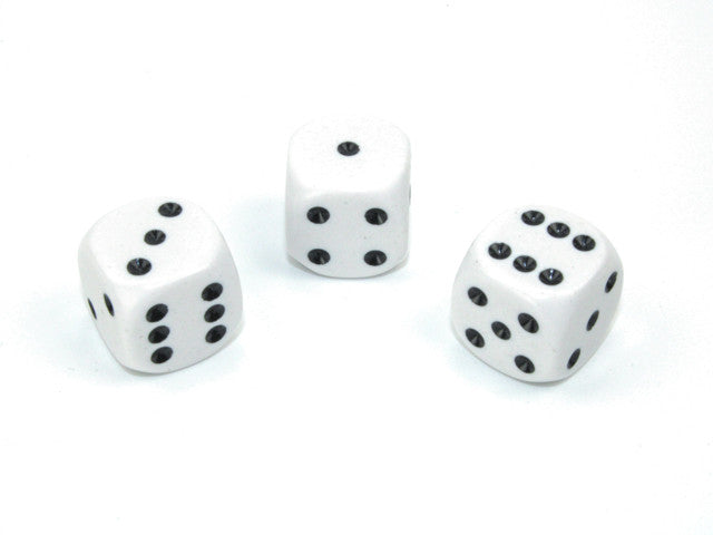 Chessex D6 Dice Opaque 16mm w/pips White/black d6