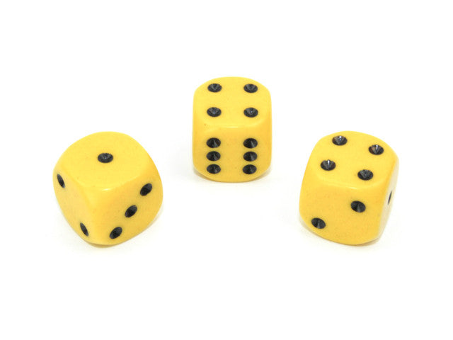 Chessex D6 Dice Opaque 16mm w/pips Yellow/black d6