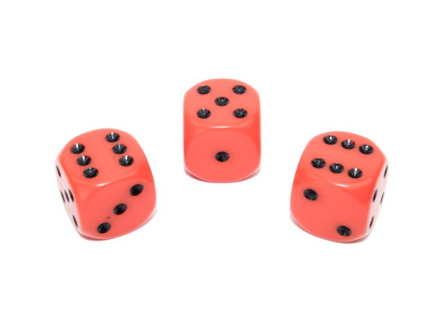 Chessex D6 Dice Opaque 16mm w/pips Orange/black d6