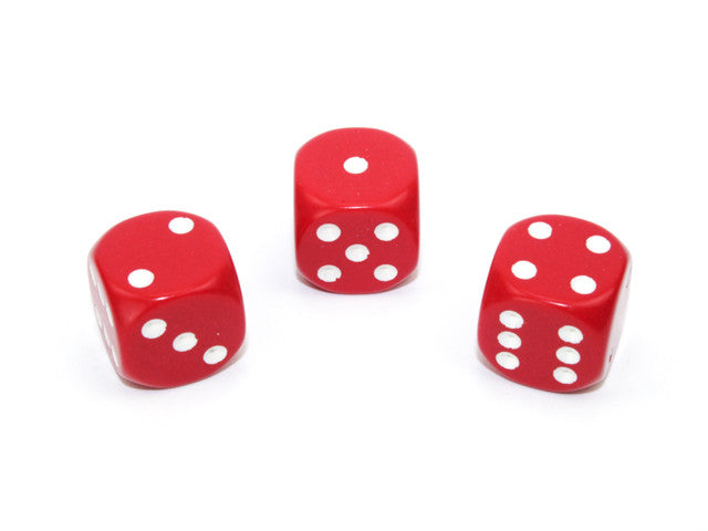 Chessex D6 Dice Opaque 16mm w/pips Red/white d6