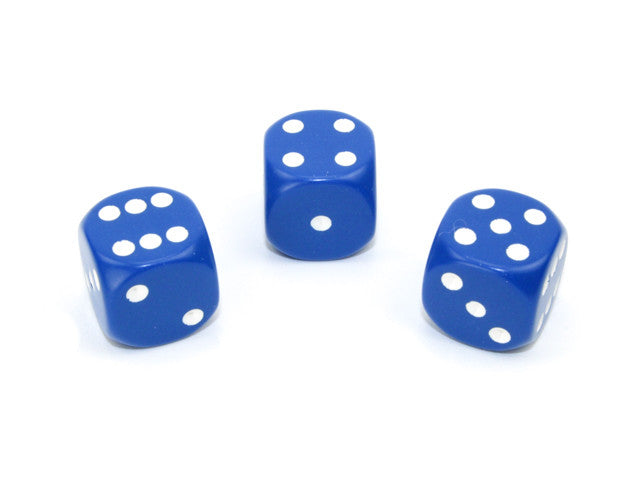 Chessex D6 Dice Opaque 16mm w/pips Blue/white d6