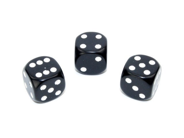 Chessex D6 Dice Opaque 16mm w/pips Black/white d6