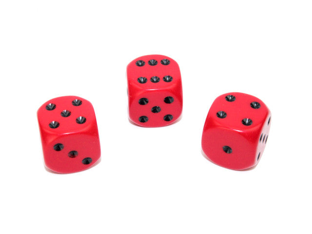 Chessex D6 Dice Opaque 16mm w/pips Red/black d6