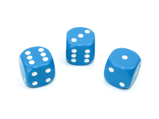 Chessex D6 Dice Opaque 16mm w/pips Light Blue/white d6