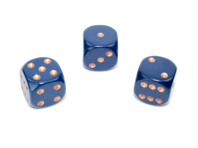 Chessex D6 Dice Opaque 16mm w/pips Dusty Blue/copper d6