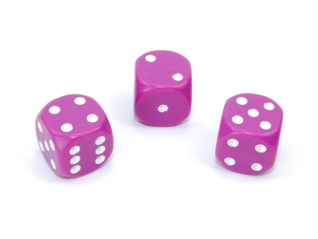 Chessex D6 Dice Opaque 16mm w/pips Light Purple/white d6