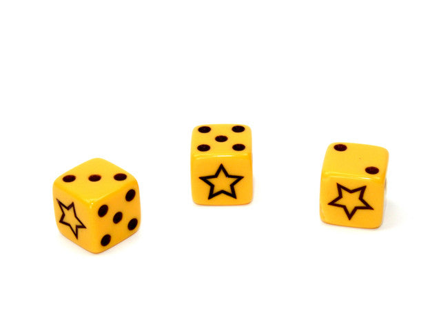 Chessex D6 Dice Opaque 16mm Yellow/black w/ Star for 6 side d6