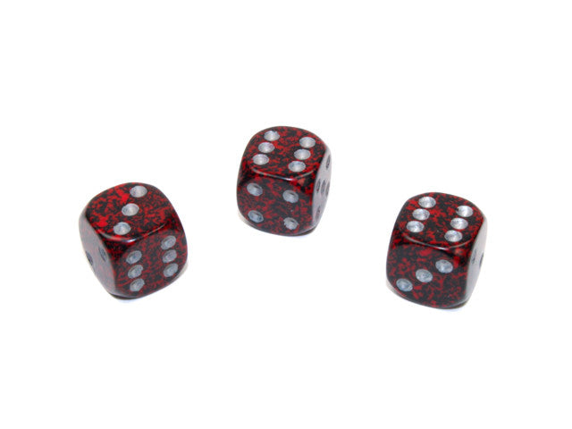 Chessex D6 Dice Speckled 12mm w/pips Silver Volcano d6