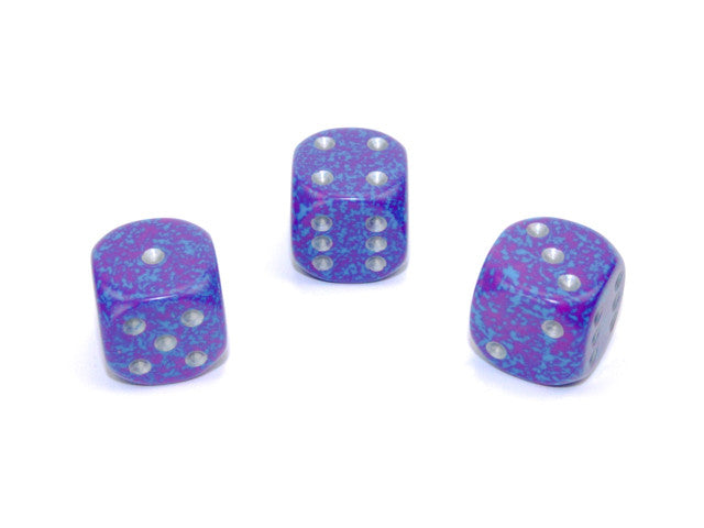 Chessex D6 Dice Speckled 16mm w/pips Silver Tetra d6