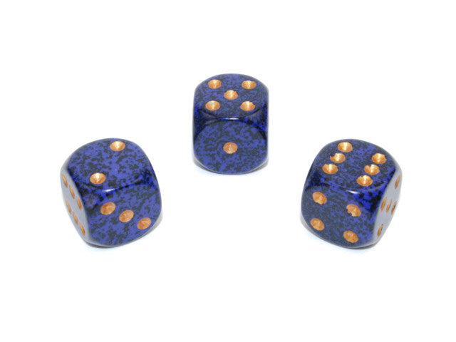 Chessex D6 Dice Speckled 16mm w/pips Golden Cobalt d6