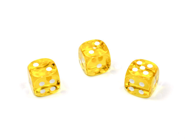 Chessex D6 Dice Translucent 12mm w/pips Yellow/white d6