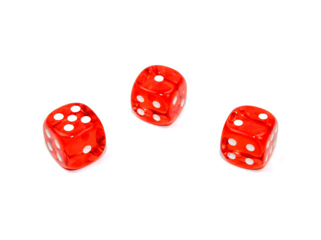 Chessex D6 Dice Translucent 12mm w/pips Orange/white d6