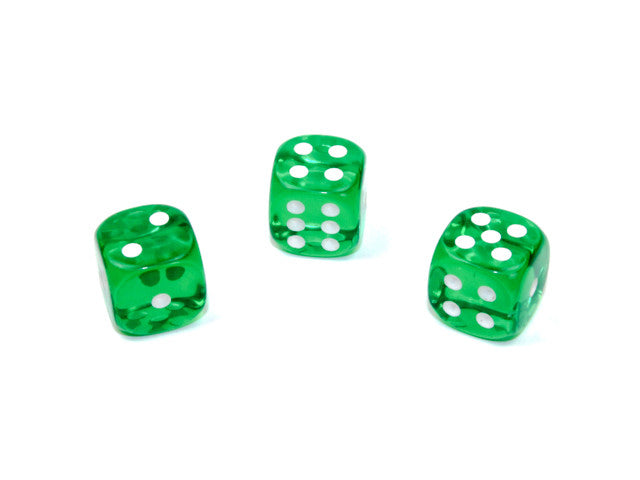 Chessex D6 Dice Translucent 12mm w/pips Green/white d6