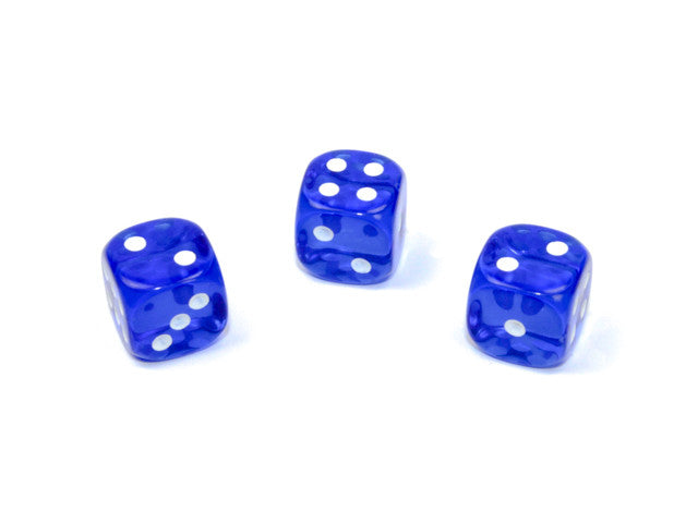 Chessex D6 Dice Translucent 12mm w/pips Blue/white d6