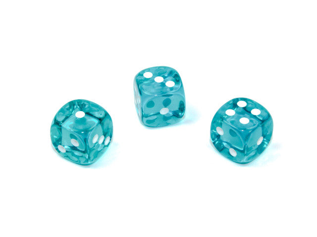 Chessex D6 Dice Translucent 12mm w/pips Teal/white d6