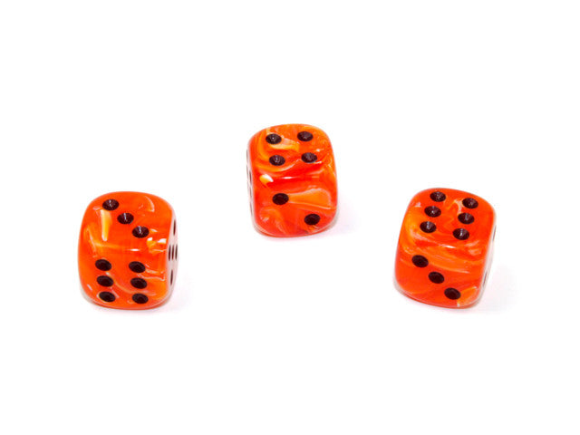Chessex D6 Dice Vortex 12mm w/pips Orange/black d6