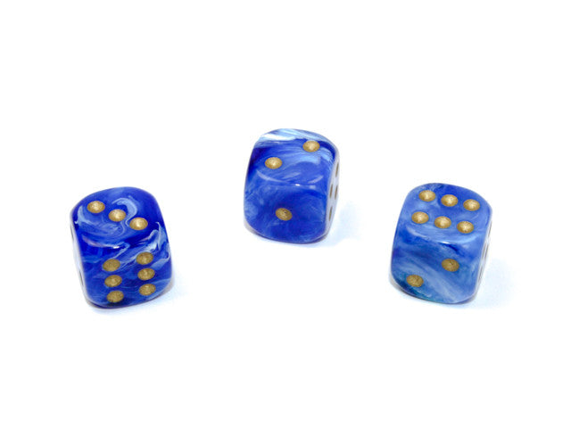 Chessex D6 Dice Vortex 12mm w/pips Blue/gold d6