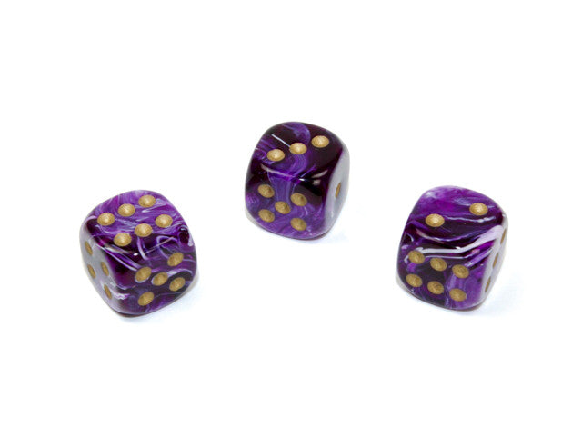 Chessex D6 Dice Vortex 12mm w/pips Purple/gold d6