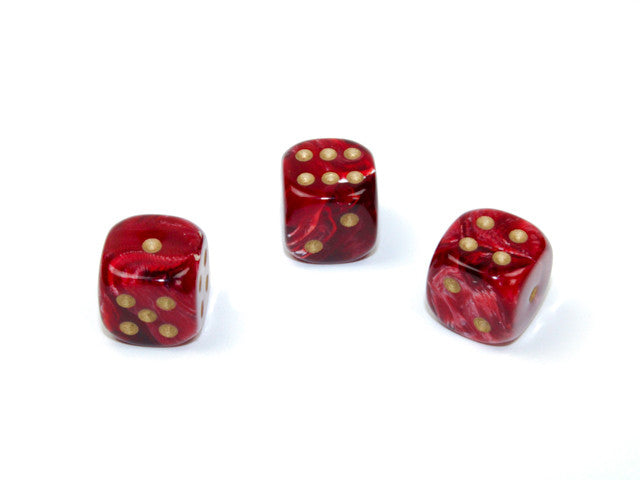 Chessex D6 Dice Vortex 12mm w/pips Burgundy/gold d6