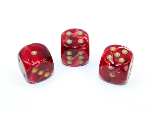 Chessex D6 Dice Vortex 16mm w/pips Burgundy/gold d6