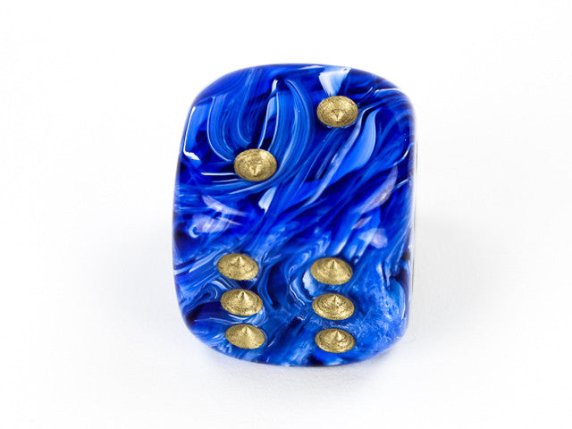 Chessex D6 Dice Vortex 20mm w/pips Blue/gold d6