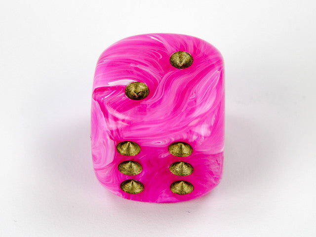 Chessex D6 Dice Vortex 20mm w/pips Pink/gold d6
