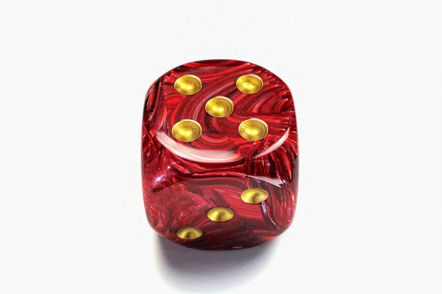 Chessex D6 DiceVortex 50mm w/pips Burgundy/gold d6