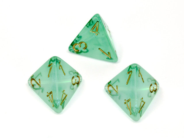 Chessex D4 Dice Borealis Polyhedral Light Green/gold d4