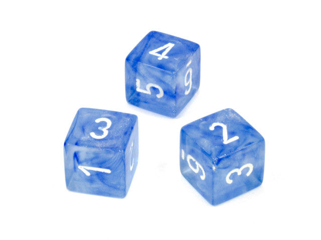 Chessex D6 Dice Borealis Polyhedral Sky Blue/white d6 w/#s