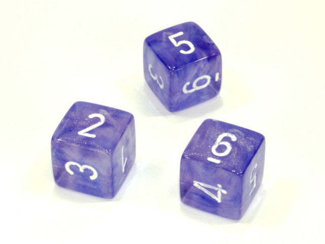 Chessex D6 Dice Borealis Polyhedral Purple/white d6 w/#s