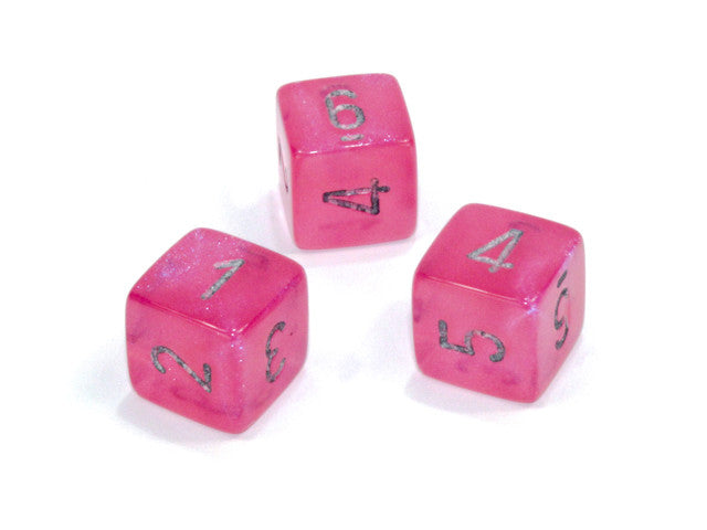 Chessex D6 Dice Borealis Polyhedral Pink/silver d6 w/#s