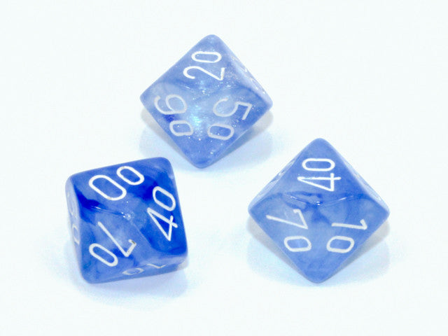 Chessex Tens 10 Dice Borealis Polyhedral Sky Blue/white Tens 10