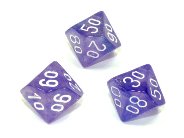 Chessex Tens 10 Dice Borealis Polyhedral Purple/white Tens 10