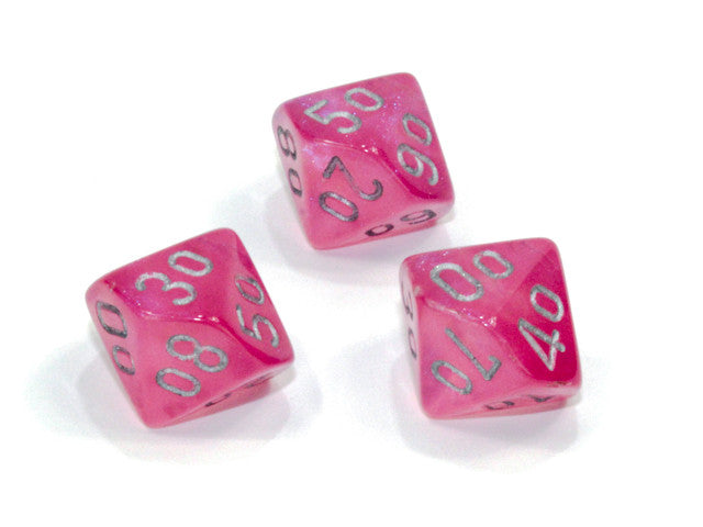 Chessex Tens 10 Dice Borealis Polyhedral Pink/silver Tens 10