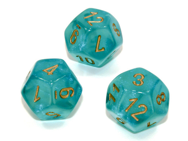 Chessex D12 Dice Borealis Polyhedral Teal/gold d12
