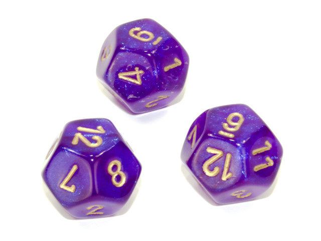 Chessex D12 Dice Borealis Polyhedral Royal Purple/gold d12