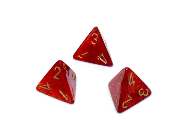 Chessex D4 Dice Scarab Polyhedral Scarlet/gold d4