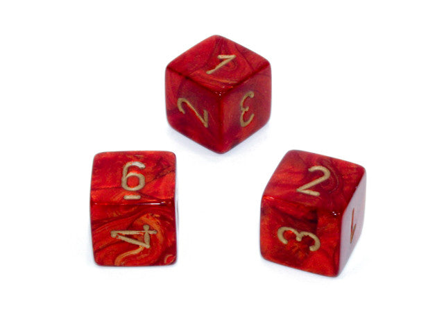 Chessex D6 Dice Scarab Polyhedral Scarlet/gold d6 w/#s