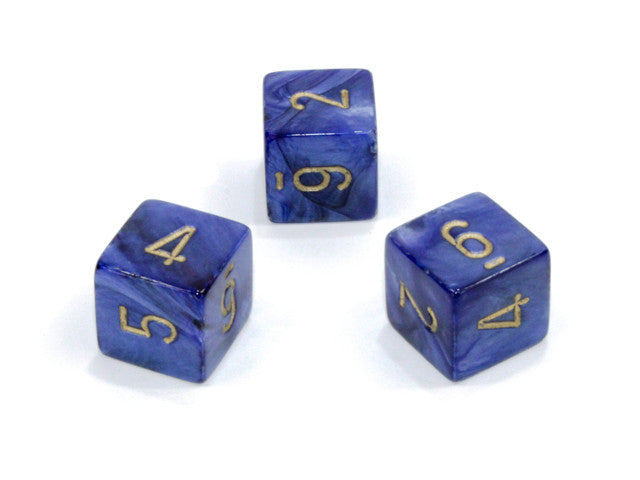 Chessex D6 Dice Scarab Polyhedral Royal Blue/gold d6 w/#s