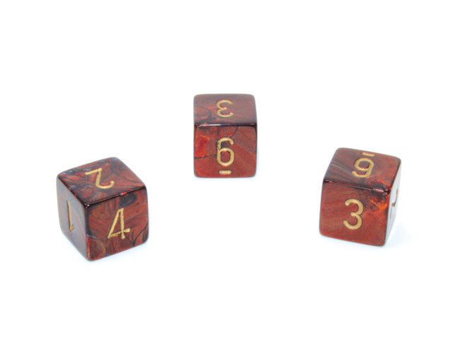 Chessex D6 Dice Scarab Polyhedral Blue Blood/gold d6 w/#s