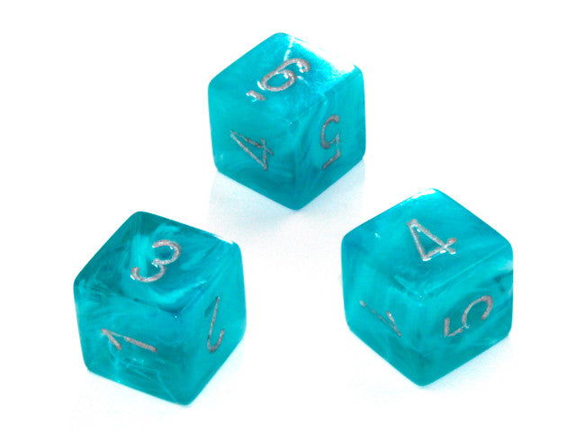 Chessex D6 Dice Cirrus Polyhedral Aqua/silver d6 w/#s