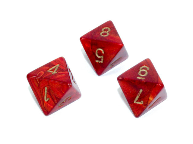 Chessex D8 Dice Scarab Polyhedral Scarlet/gold d8